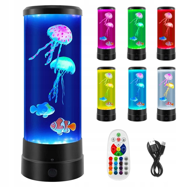 Dekoratyvinė naktinė lempa - judančios medūzos